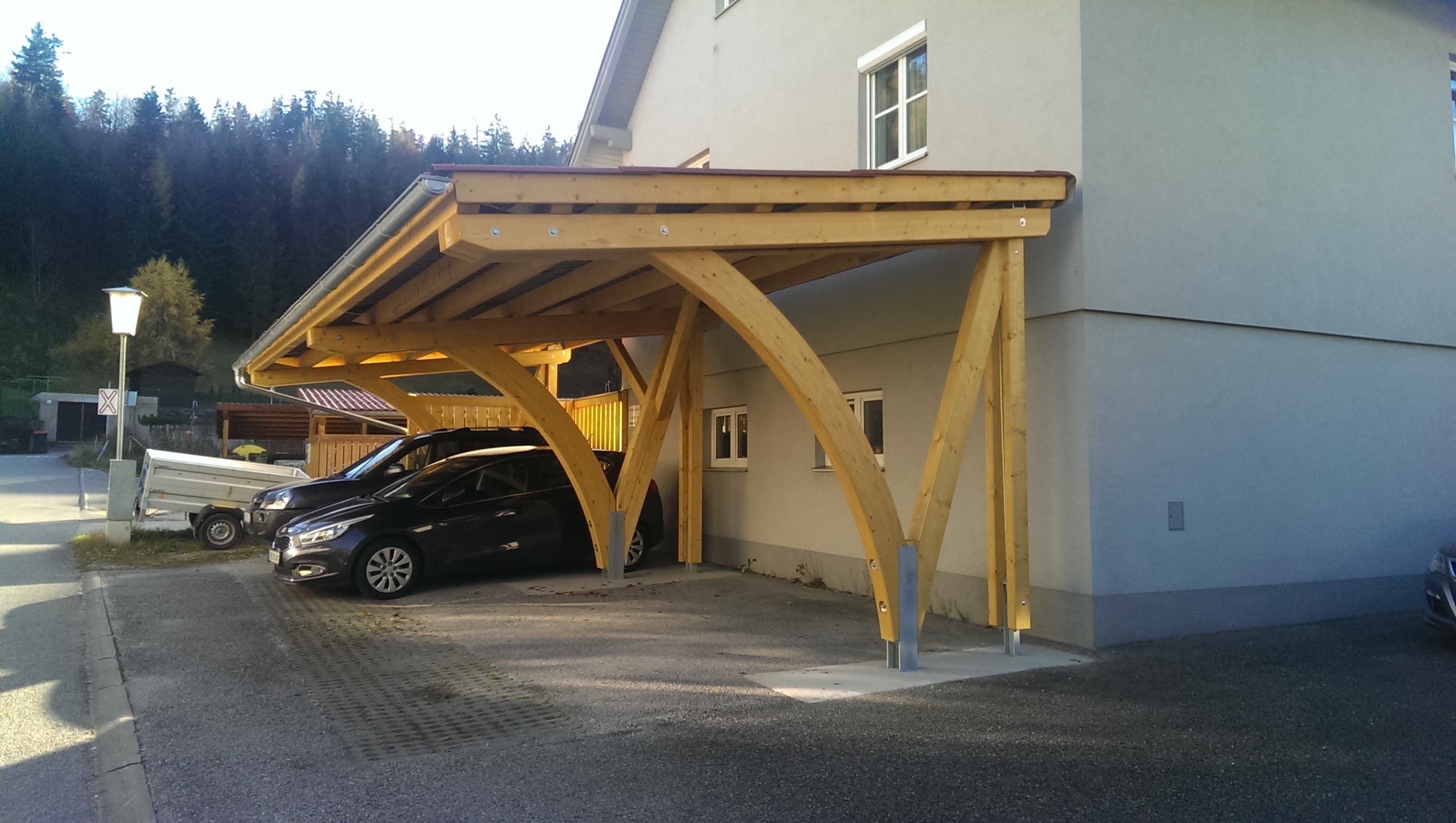 Carport Pultdach vorne abfallend